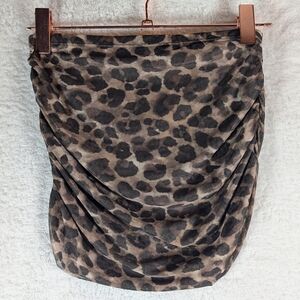 Zara Brown sheer Leopard Print Top Xs/S